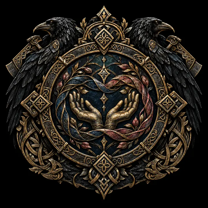 Chosen love and open hands crest